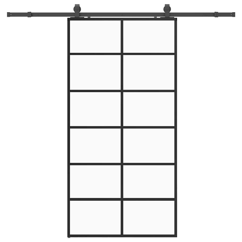 Puerta corredera con herrajes negro 102x205 cm ESG vidrio