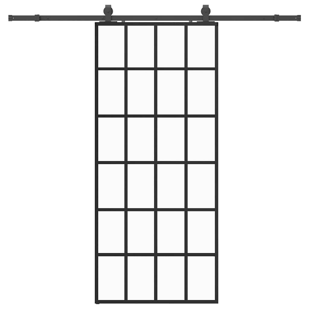 Puerta Corredera Vidrio ESG 90x205 cm con Set Herrajes Negro
