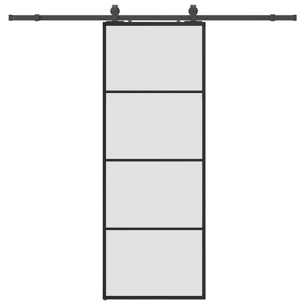 Puerta Corredera 76x205 cm ESG Vidrio Transparente y Negro