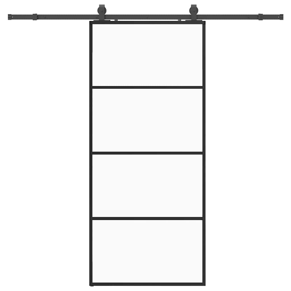 Puerta Corredera Vidrio ESG 90x205 cm con Set Herrajes Negro