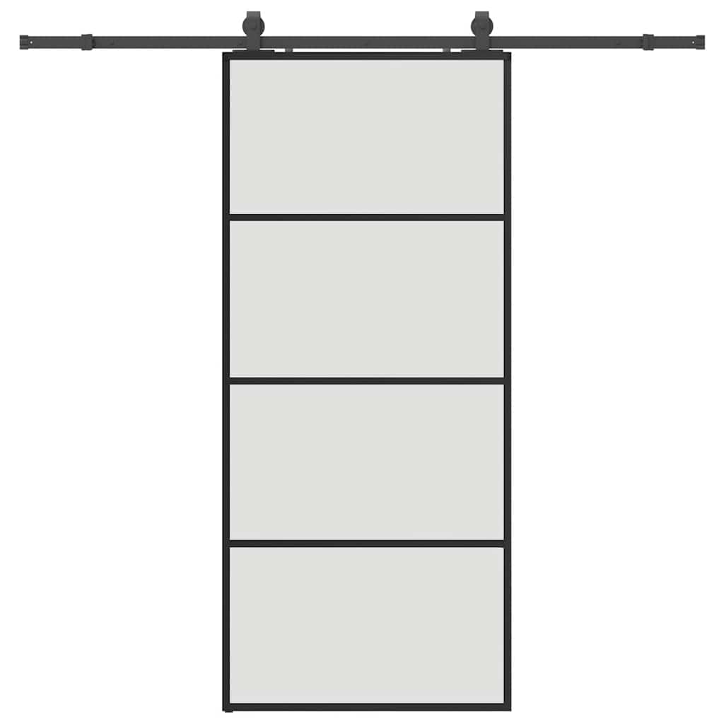 Puerta Corredera Vidrio ESG 90x205 cm con Set Herrajes Negro