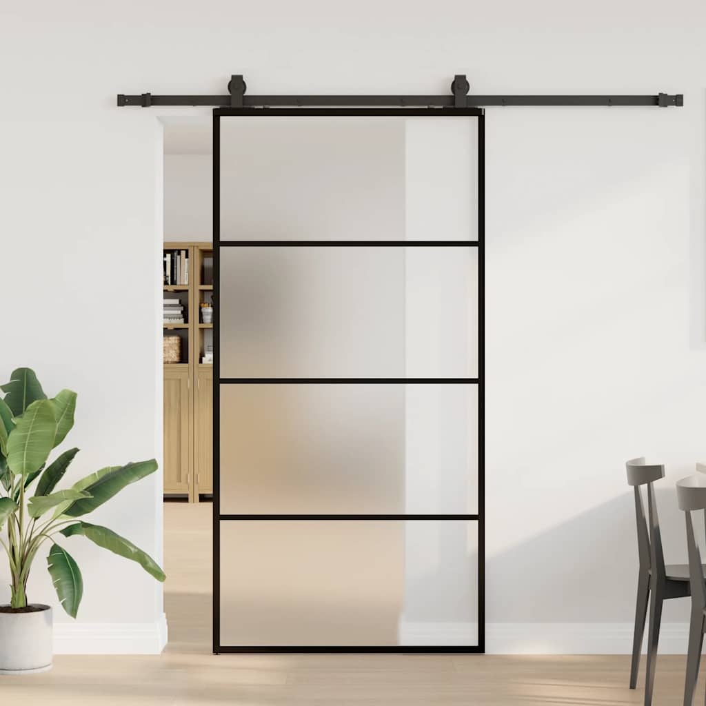 Puerta Corredera Vidrio ESG 102,5x205 cm Negra