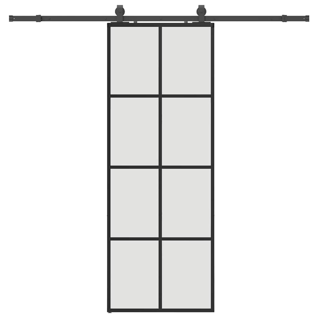 Puerta Corredera 76x205 cm ESG Vidrio Transparente y Negro
