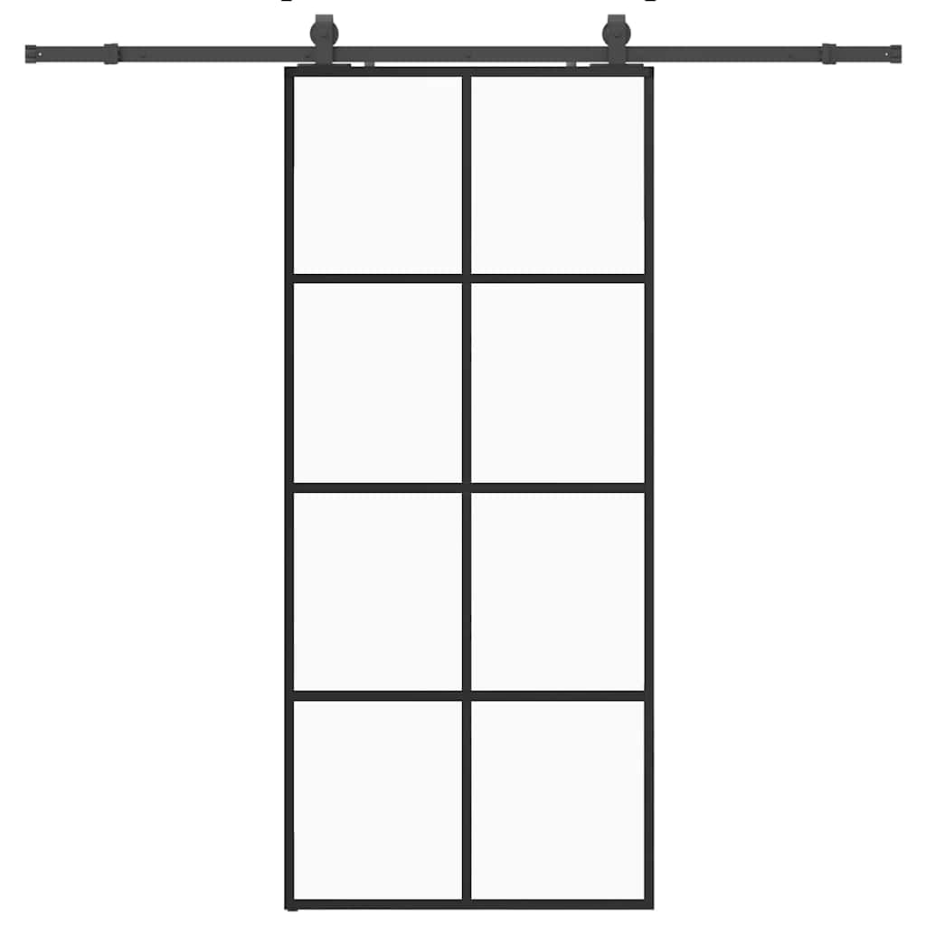 Puerta Corredera Vidrio ESG 90x205 cm con Herrajes Negros