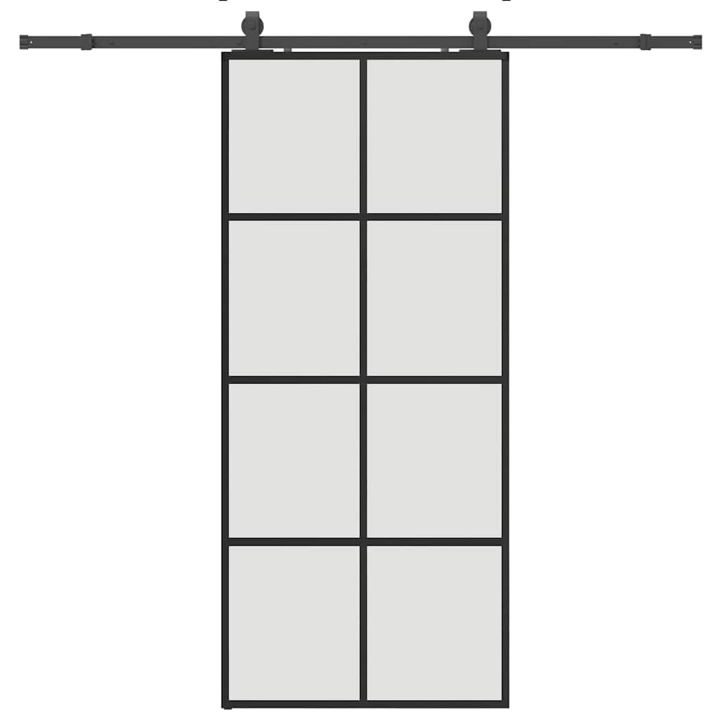 Puerta Corredera Vidrio ESG 90x205 cm con Set Herrajes Negro