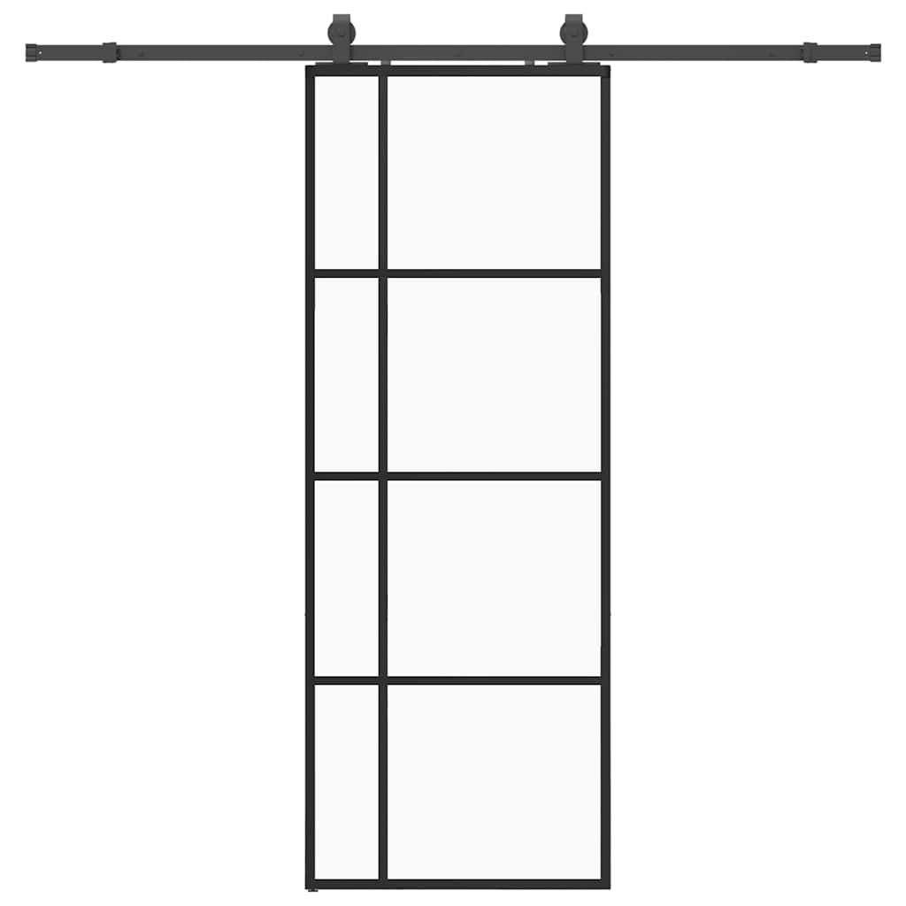Puerta Corredera 76x205 cm Vidrio ESG Negro
