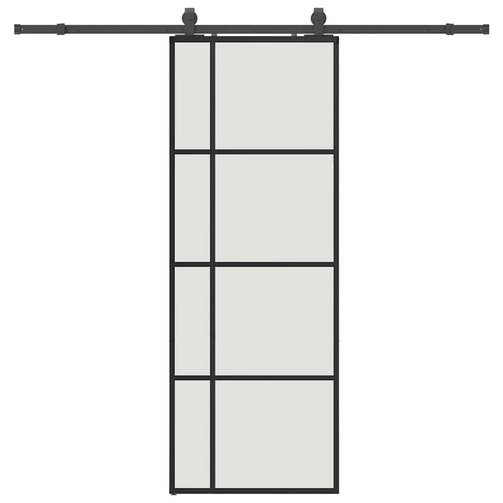 Puerta Corredera 76x205 cm ESG Vidrio Transparente y Negro