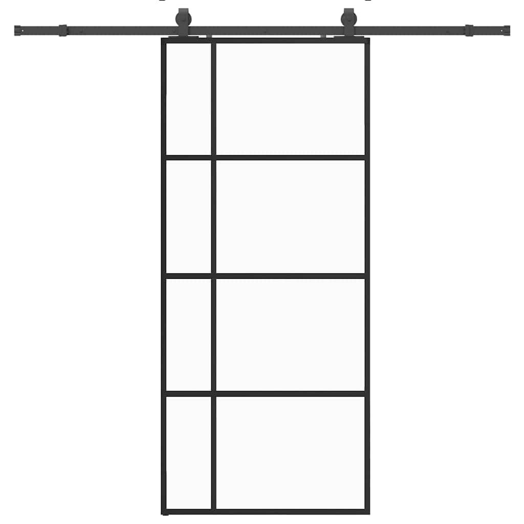 Puerta Corredera Vidrio ESG 90x205 cm con Set Herrajes Negro