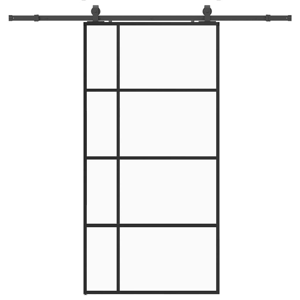 Puerta corredera set herrajes negra 102,5x205 cm ESG vidrio