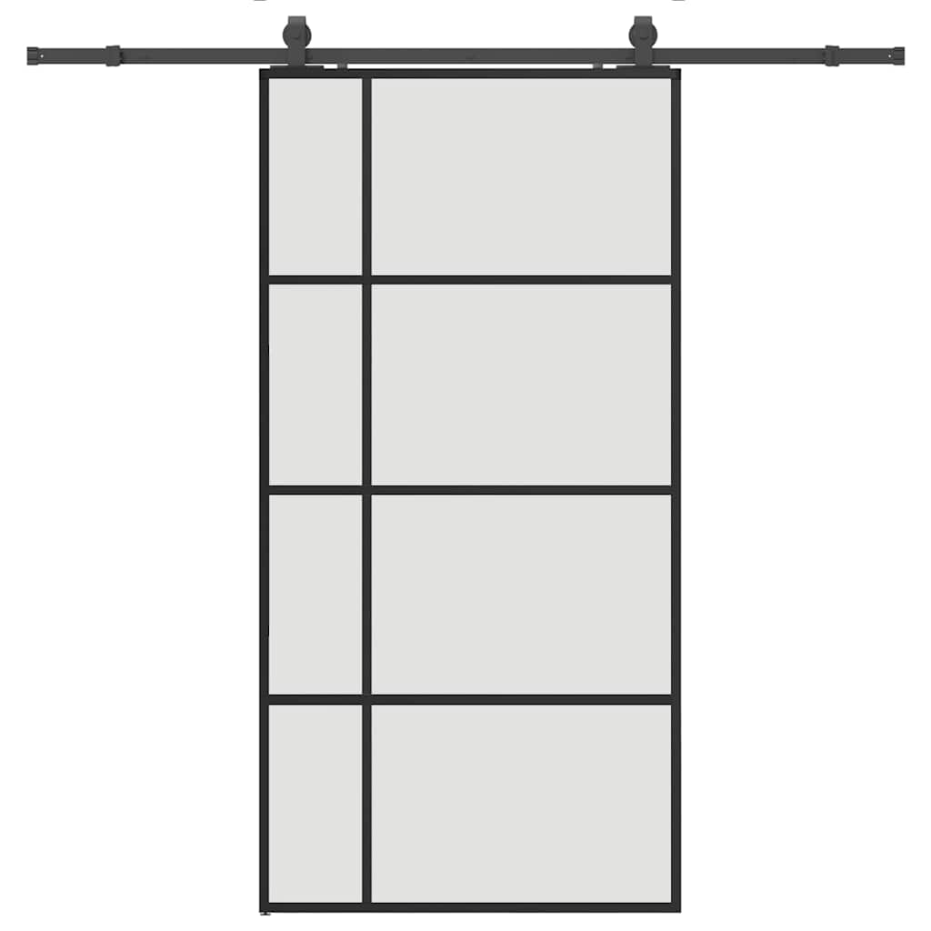 Puerta corredera set herrajes negra 102,5x205 cm ESG vidrio