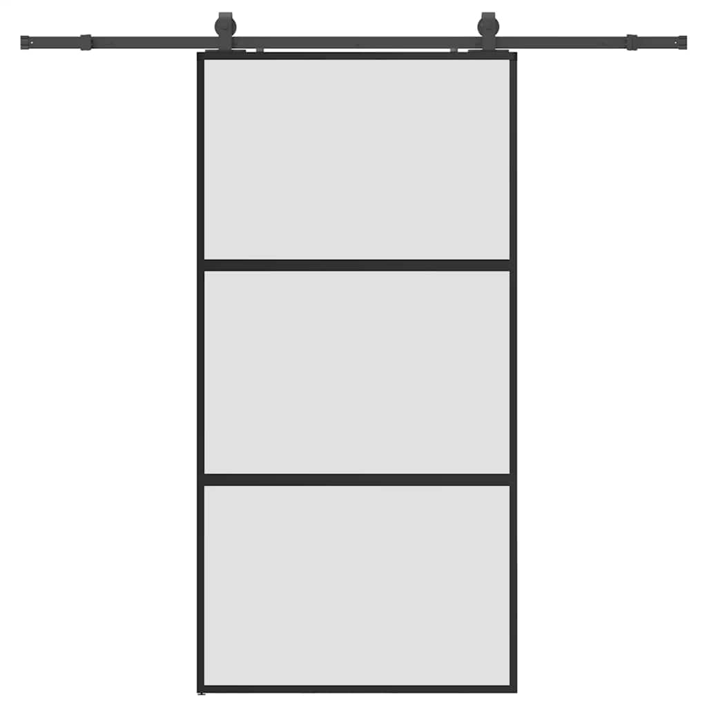 Puerta corredera herrajes negro 102,5x205 cm vidrio templado