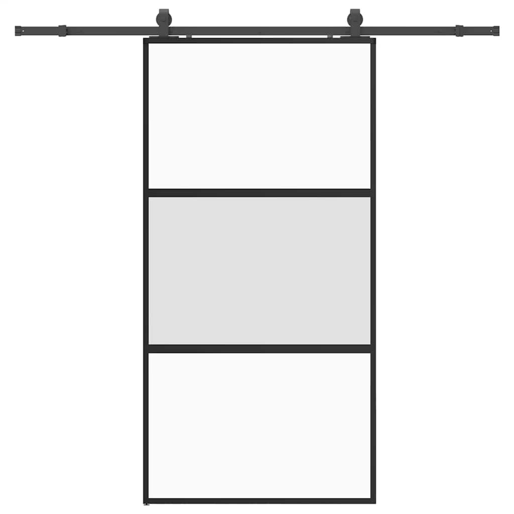 Puerta corredera herrajes negro 102,5x205 cm vidrio templado