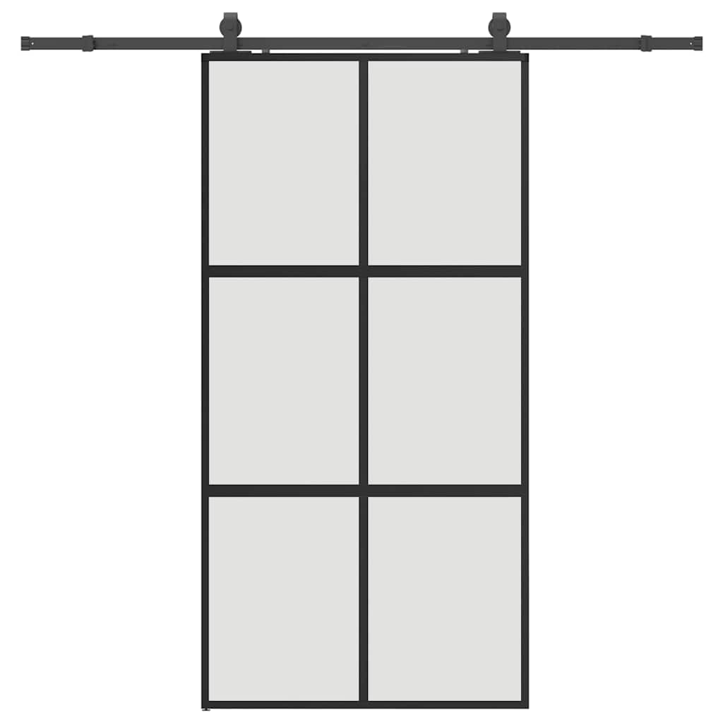 Puerta corredera herrajes negro 102,5x205 cm vidrio templado