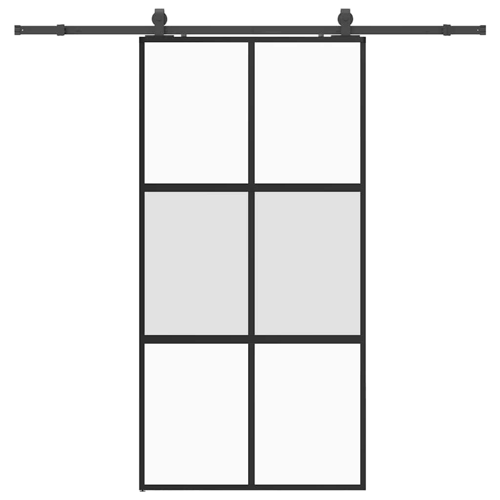 Puerta corredera herrajes negro 102,5x205 cm vidrio templado