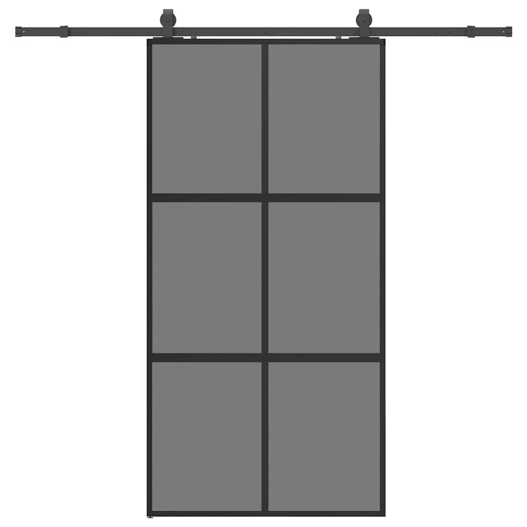 Puerta corredera herrajes negro 102,5x205 cm vidrio templado