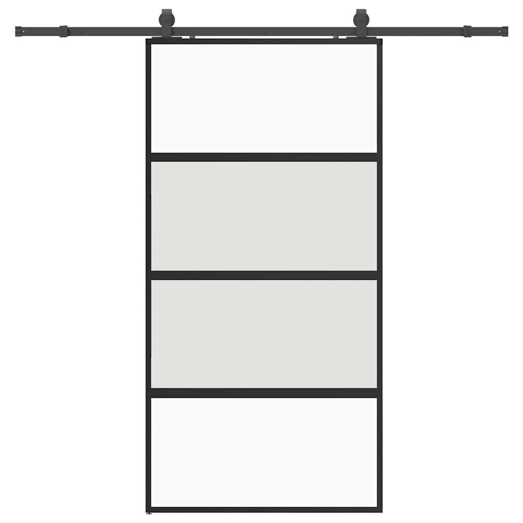 Puerta corredera herrajes negro 102,5x205 cm vidrio templado