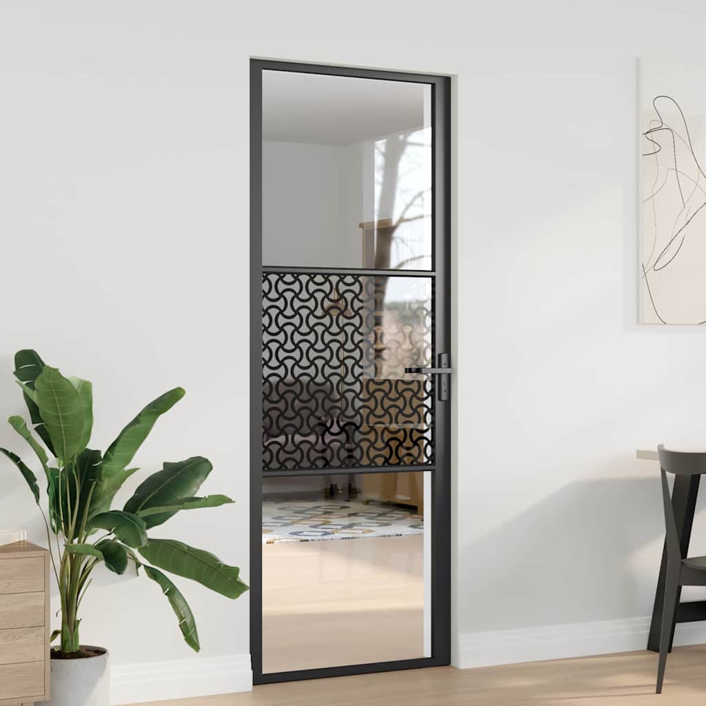Porte en verre ajouré noir 76 x 3,5 x 201,5 cm Aluminium 