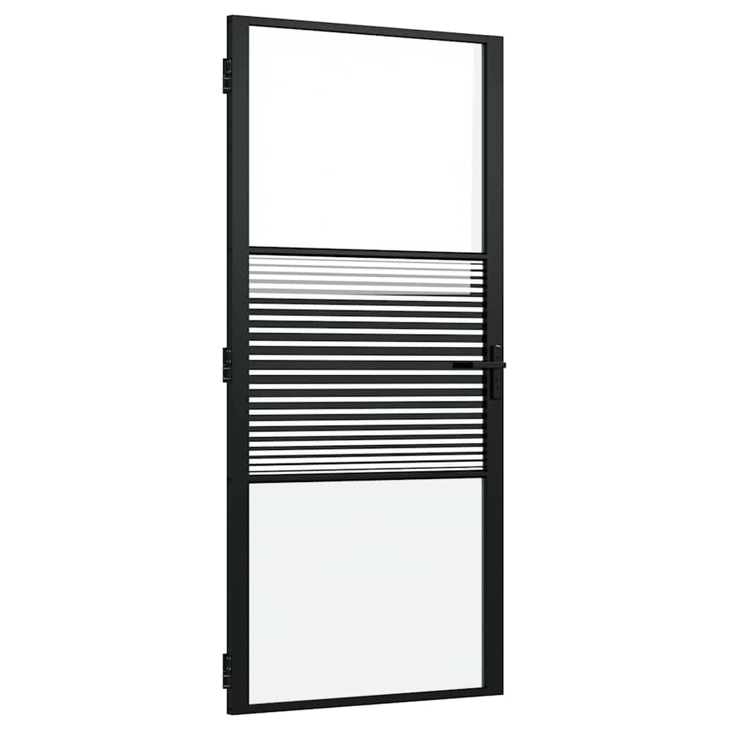 Puerta de Vidrio Rayado Negro 93 x 3,5 x 201,5 cm Aluminio