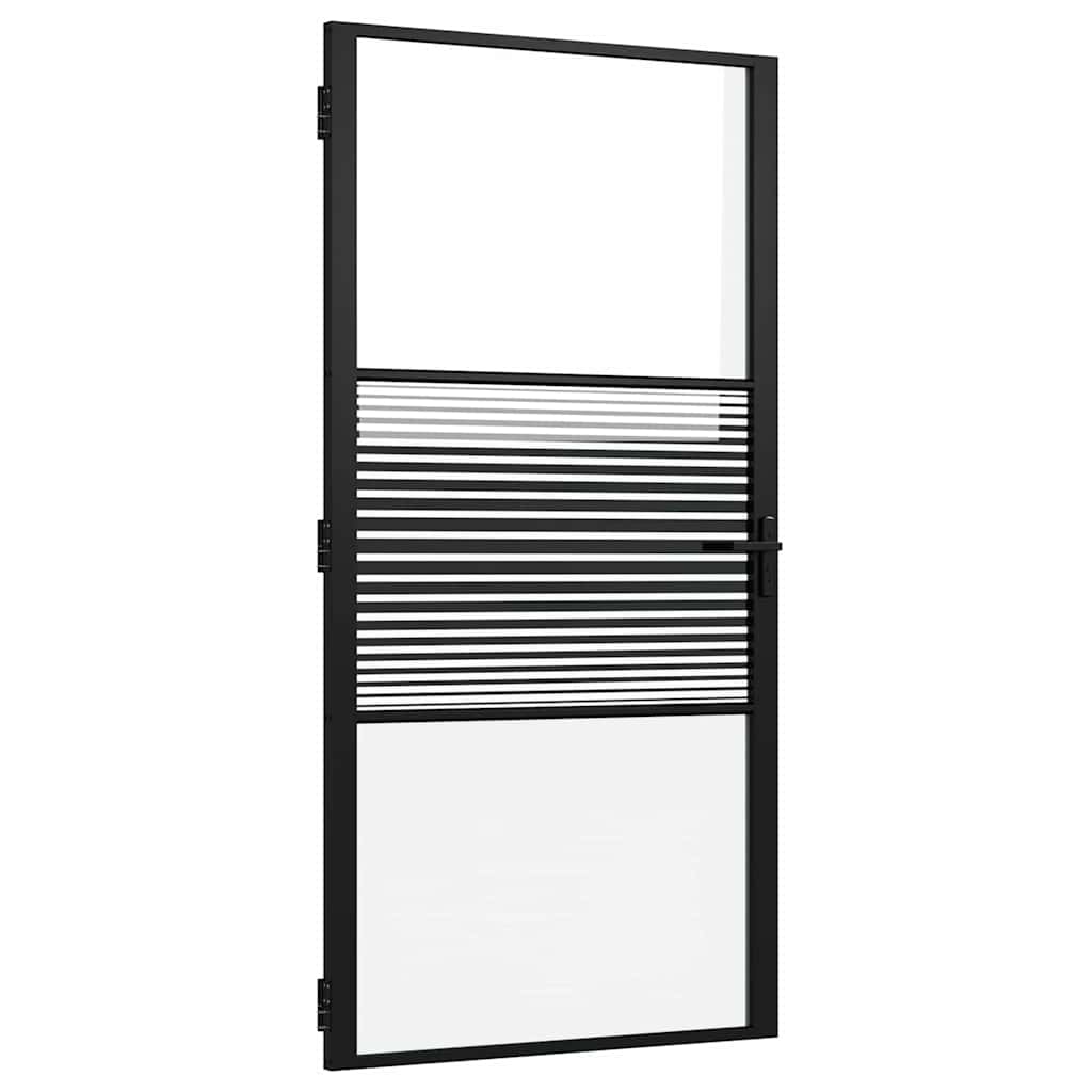 Puerta de Vidrio Rayado Negro 102,5 x 3,5 x 201,5 cm Aluminio