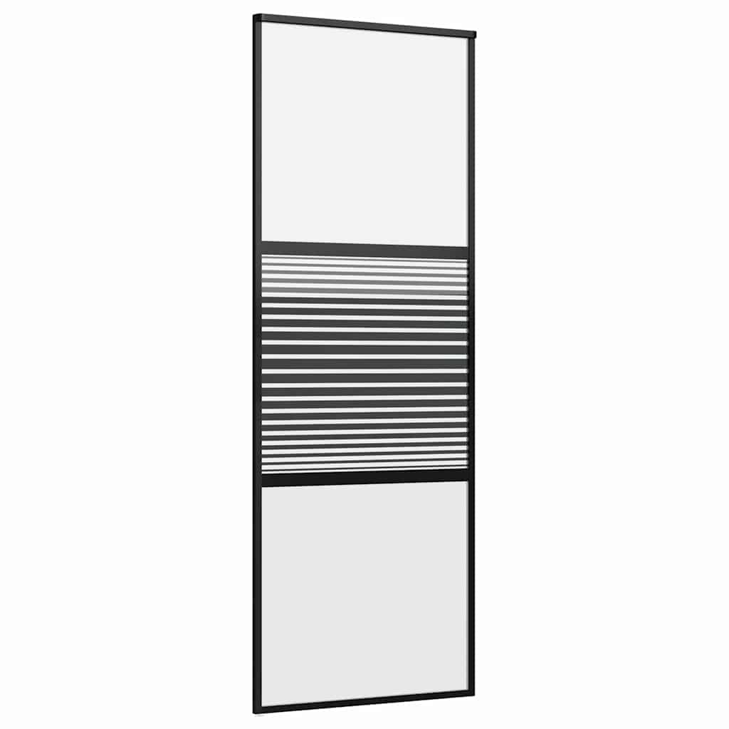 Puerta de Vidrio Rayado Negro 76 x 2 x 205 cm Aluminio