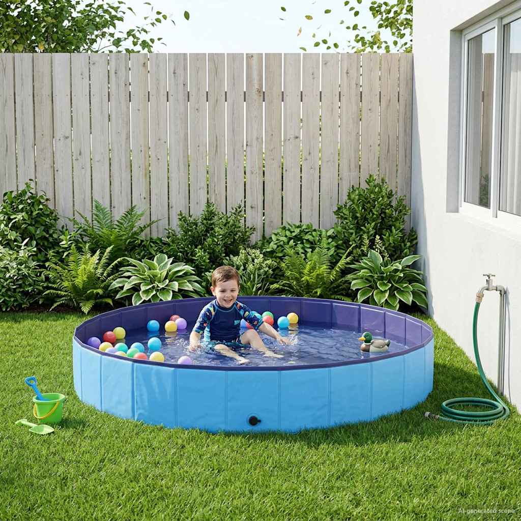 Piscina infantil azul de 200 cm de diámetro y 30 cm de profundidad ideal para el jardín