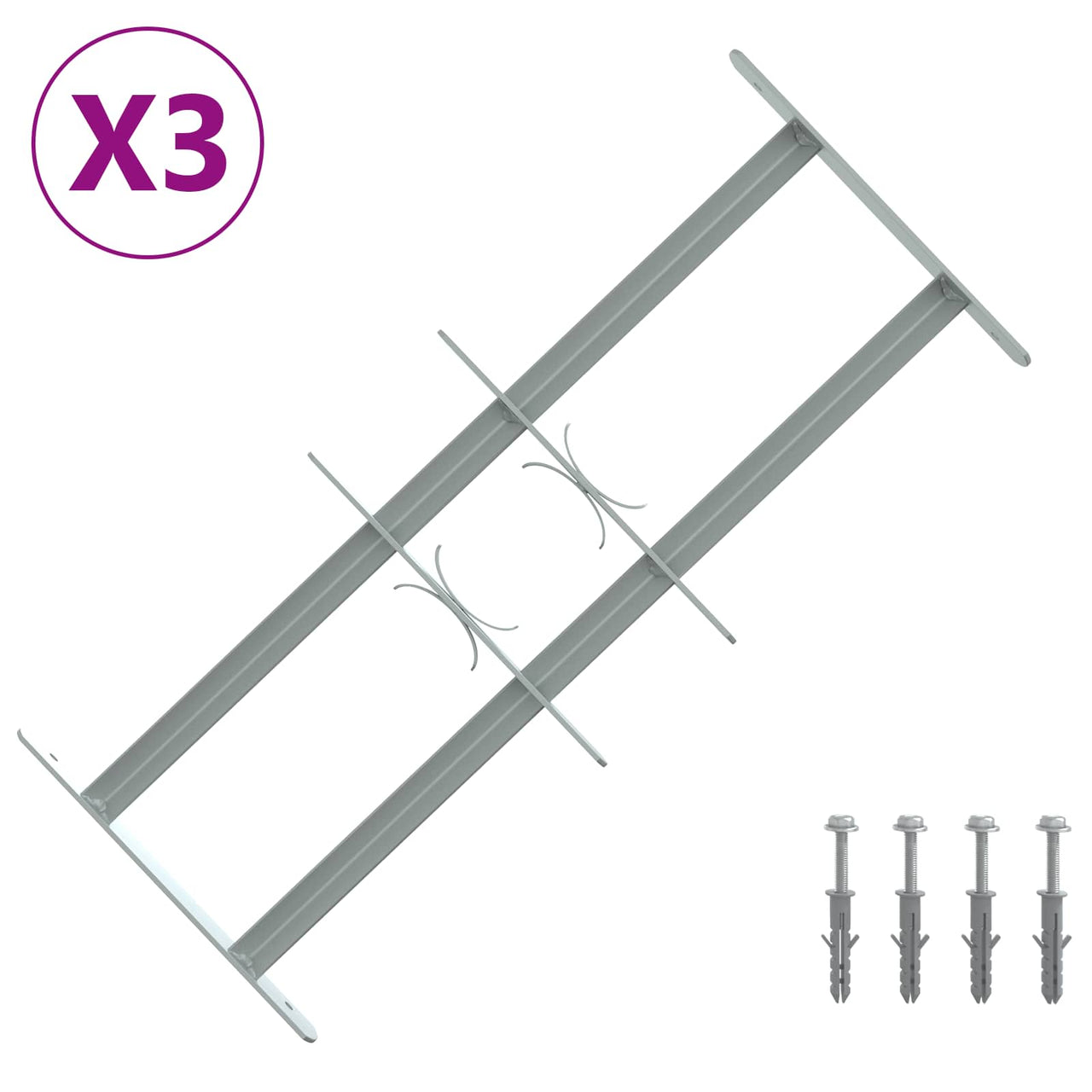 Rejilla de Seguridad para Ventanas con 2 Barras Cruzadas 3 pcs