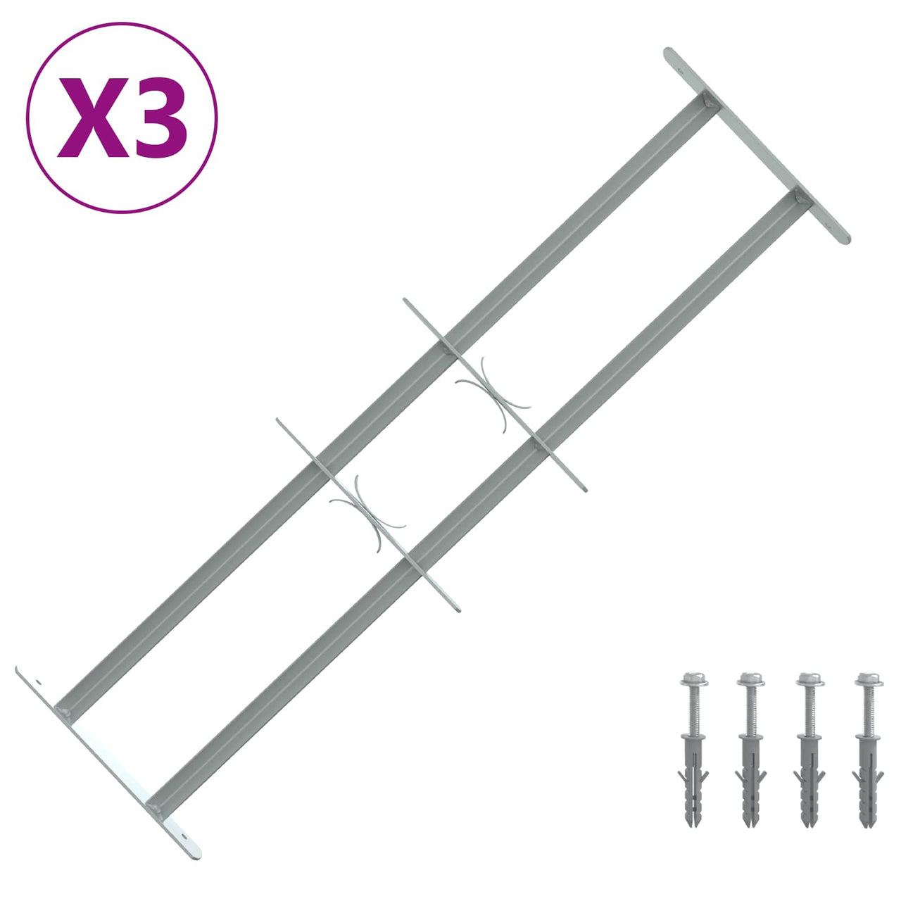 Rejilla de Seguridad para Ventanas con 2 Barras Cruzadas 3 pcs