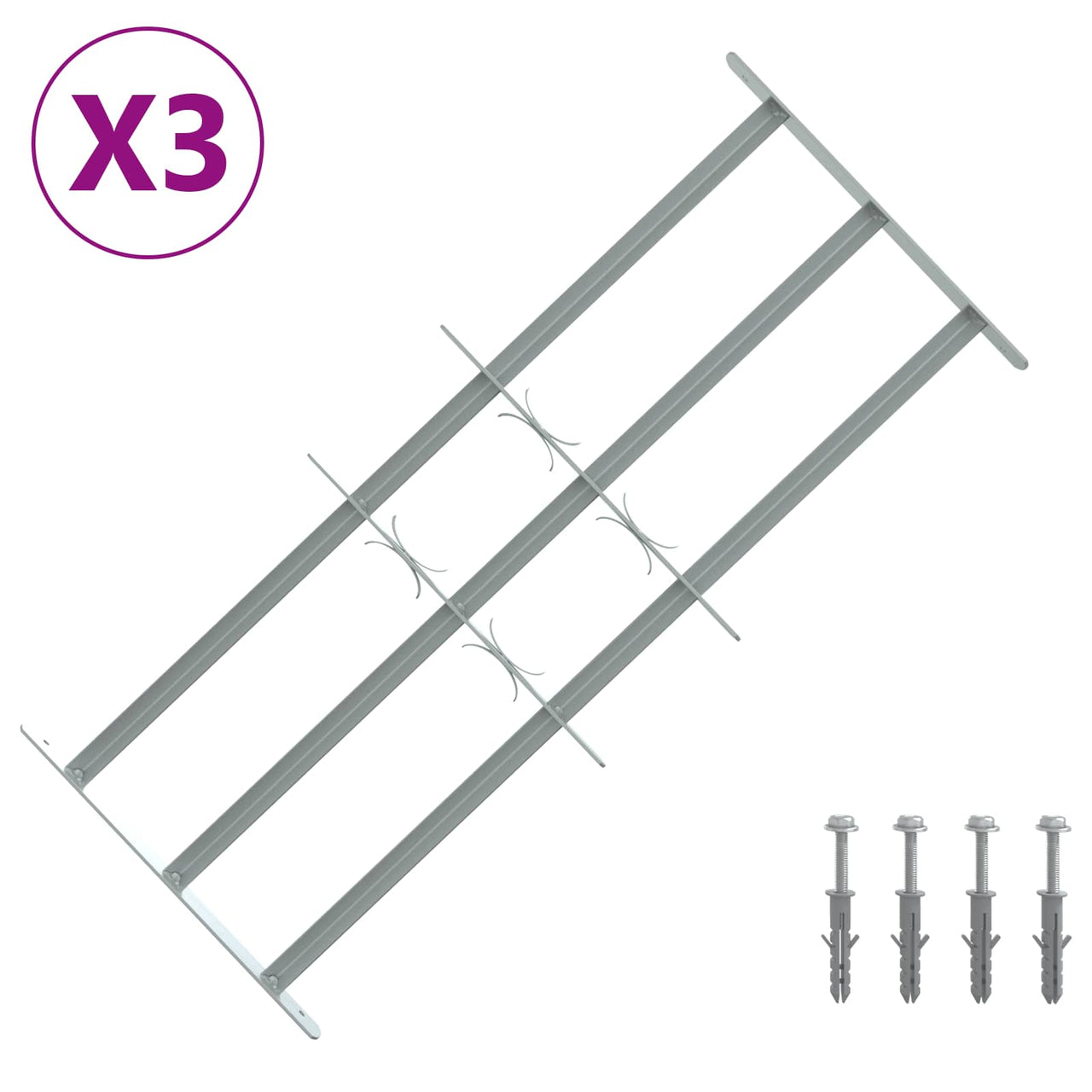 Grille de sécurité pour fenêtres avec 3 barreaux, 3 pièces 