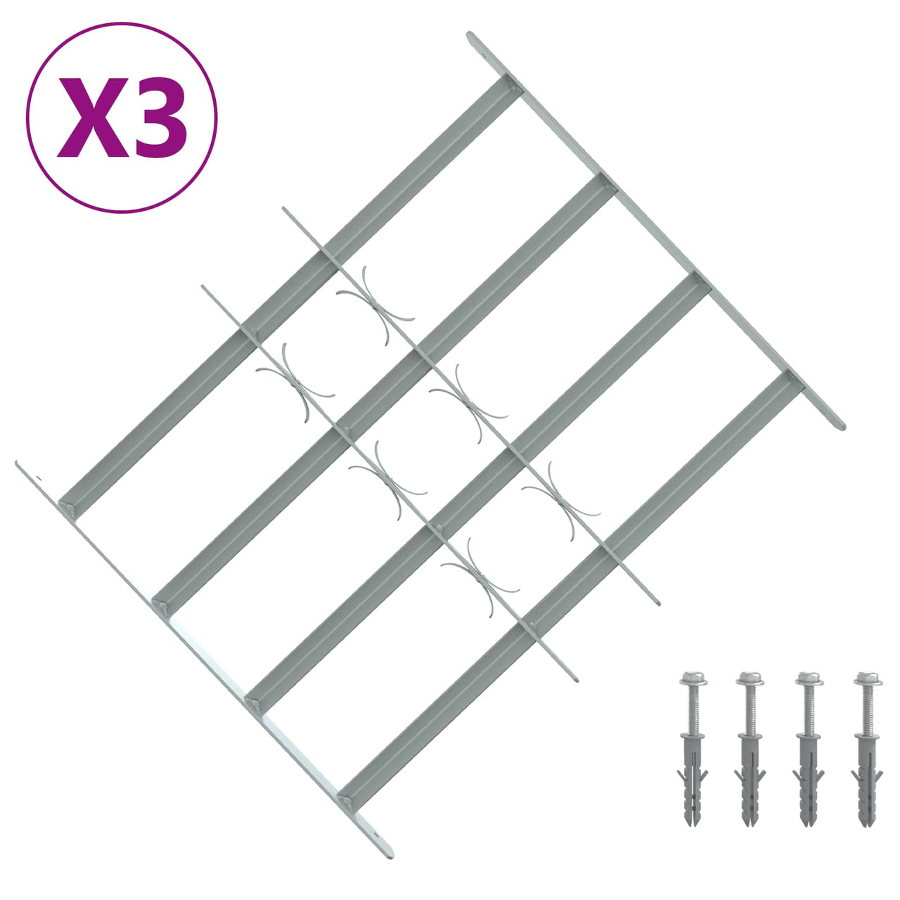 Grille de sécurité pour fenêtres avec 4 barres transversales 