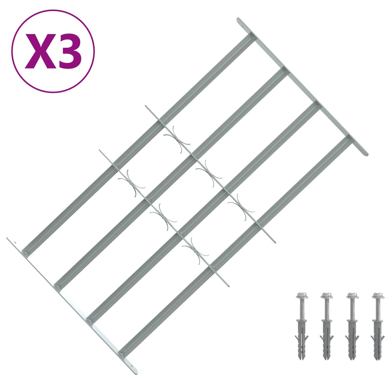 Grille de sécurité pour fenêtres avec 4 barres transversales 