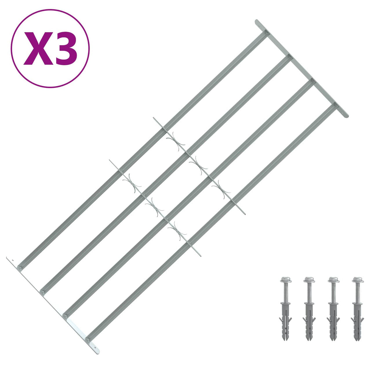 Grille de sécurité pour fenêtres avec 4 barres transversales 