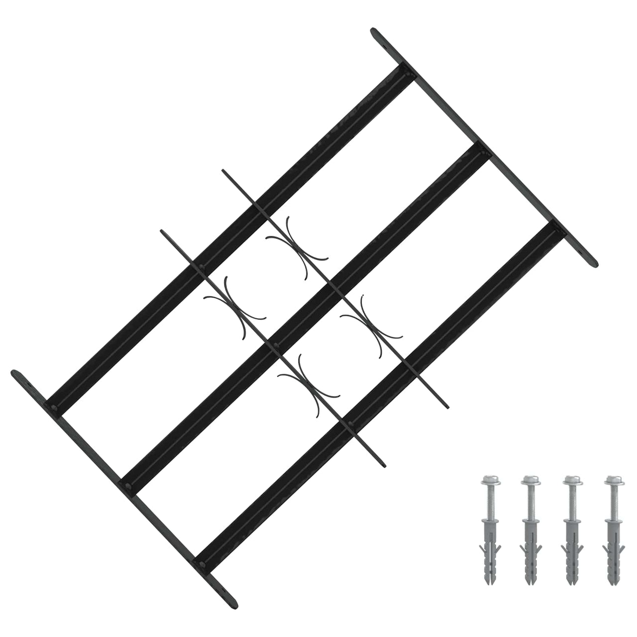 Grille de sécurité pour fenêtres avec 3 barres, 3 pcs 43-74 cm 