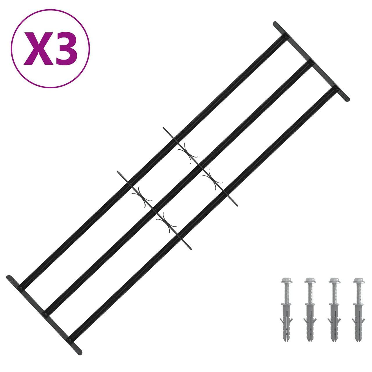 Reja de Seguridad para Ventanas 93-174 cm — 3 pcs