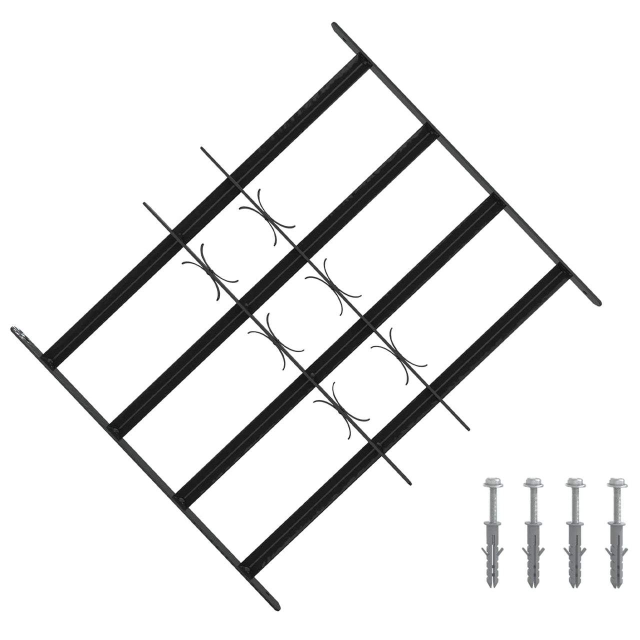 Reja de Seguridad para Ventanas 43-74cm — Acero Galvanizado Negro