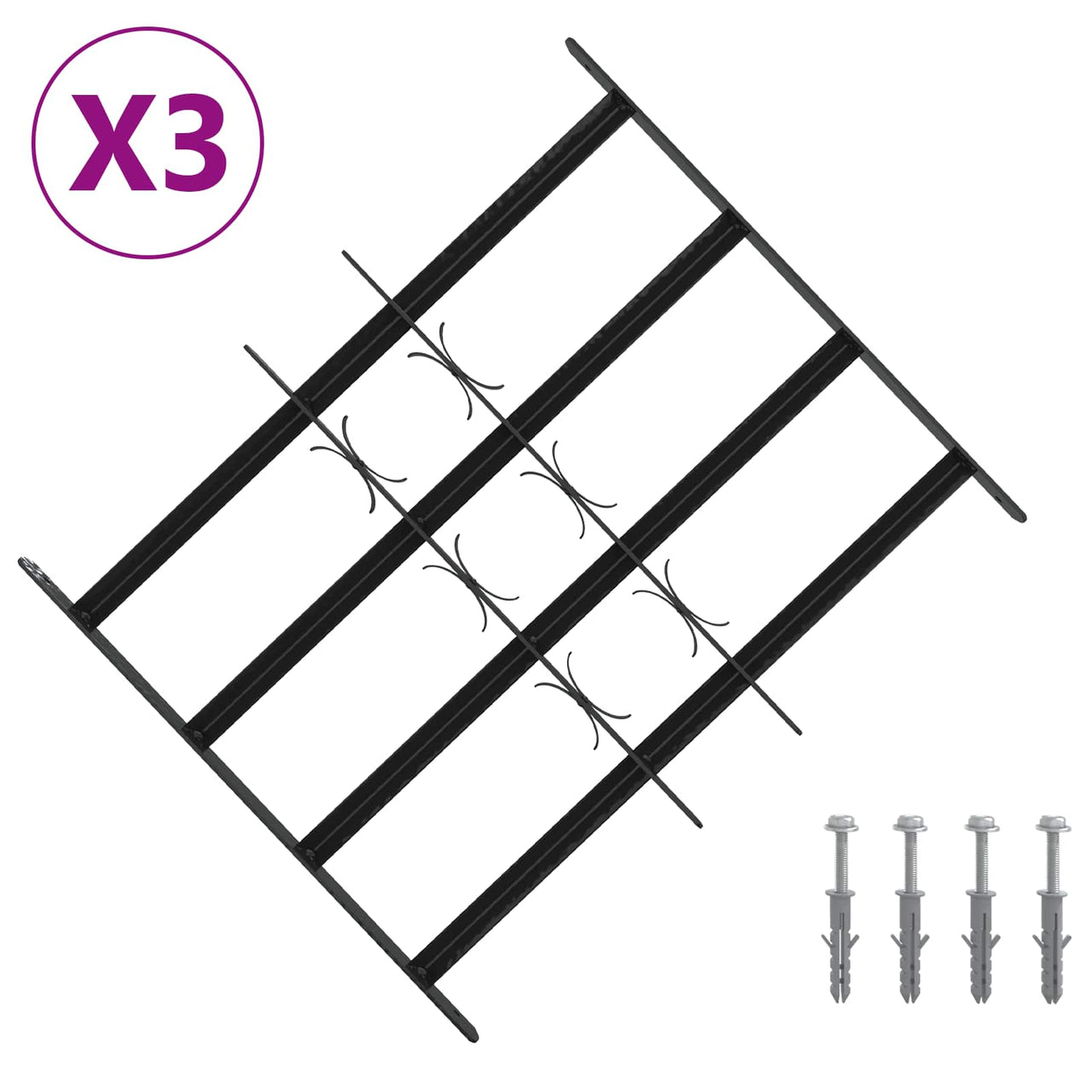 Reja de Seguridad para Ventanas 43-74cm — Acero Galvanizado Negro