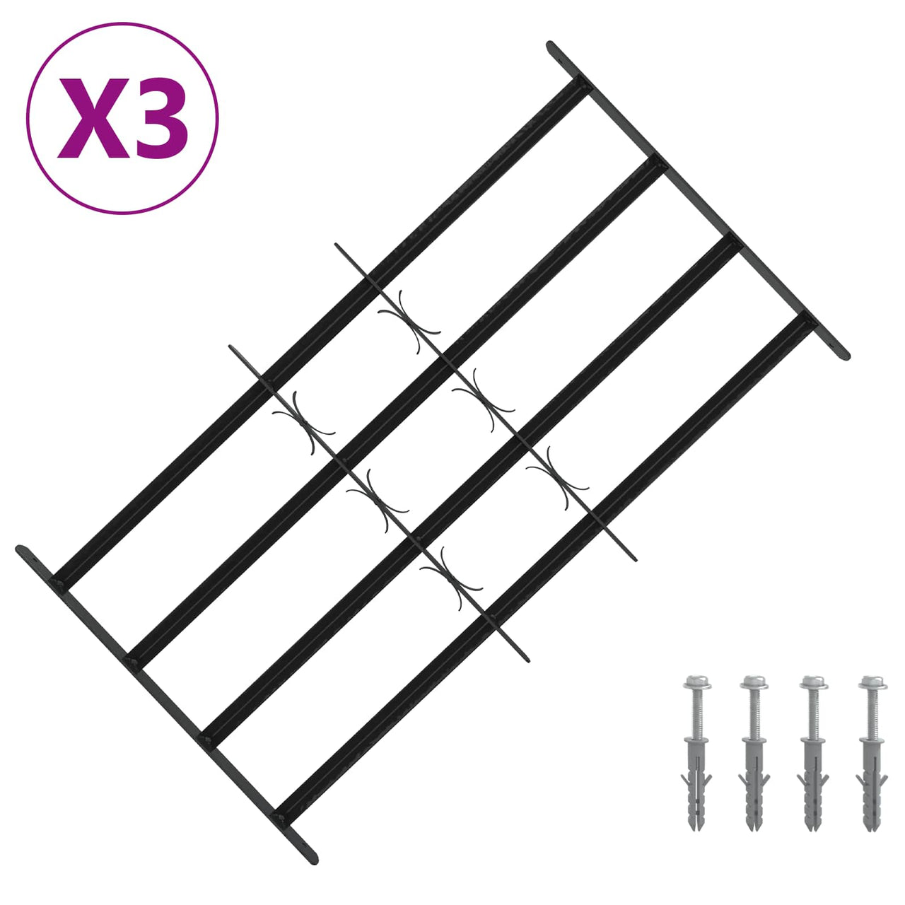 Reja de Seguridad para Ventanas 63-114 cm — Acero Galvanizado Negro