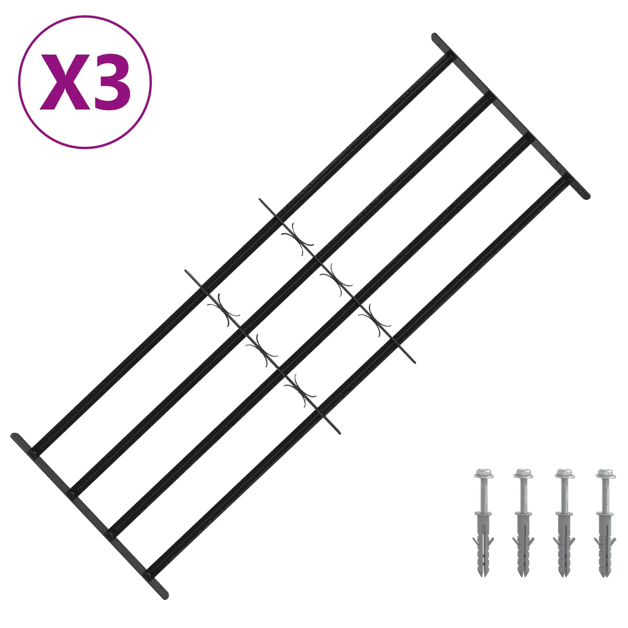 Reja de Seguridad para Ventanas 93-174 cm — Acero Galvanizado Negro