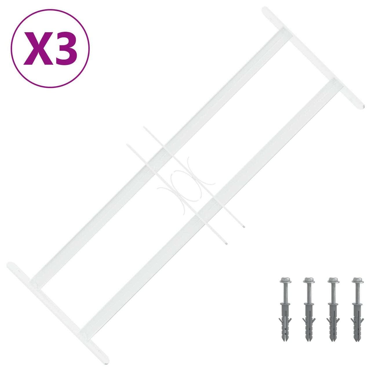 Rejilla de Seguridad para Ventanas con 2 Barras Cruzadas 3 pcs