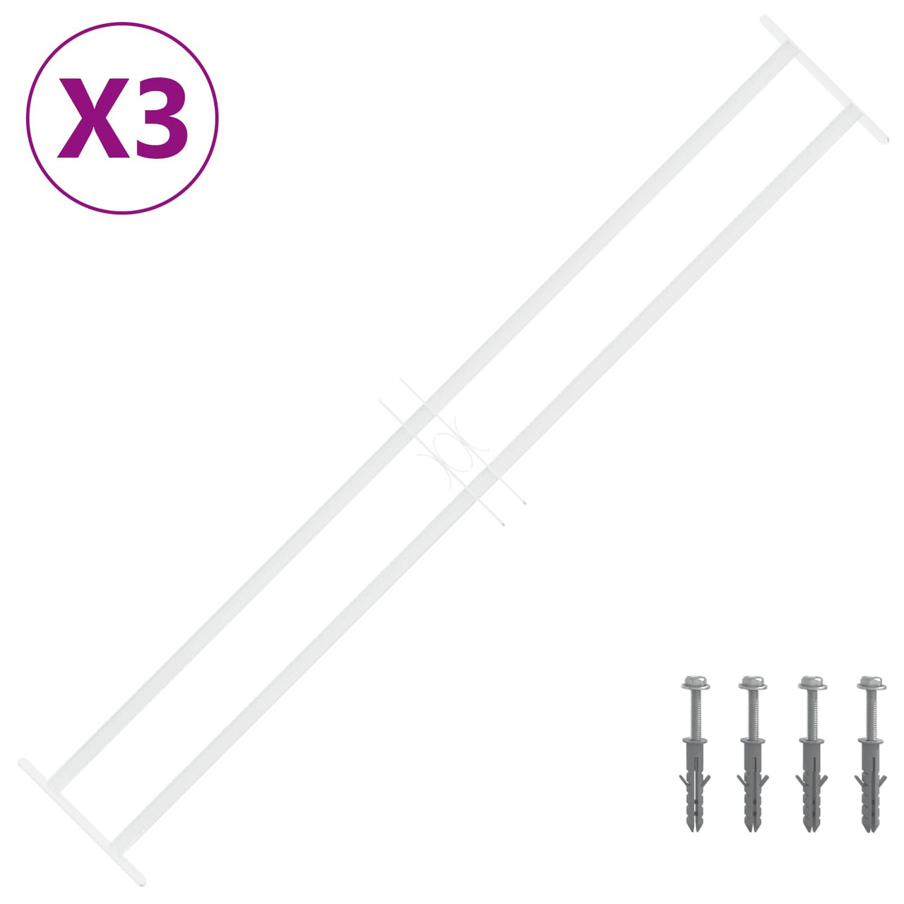 Rejilla de Seguridad para Ventanas con 2 Barras Cruzadas 3 pcs