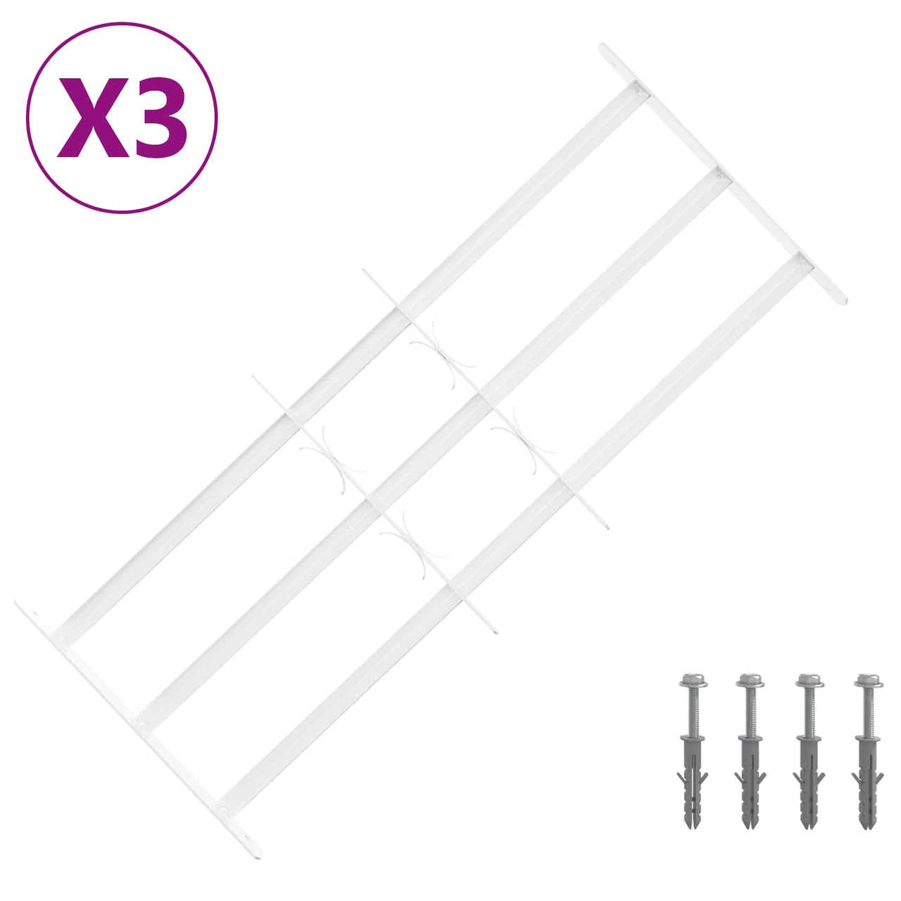 Reja de Seguridad para Ventanas con 3 Barandas 3 pcs 63-114 cm