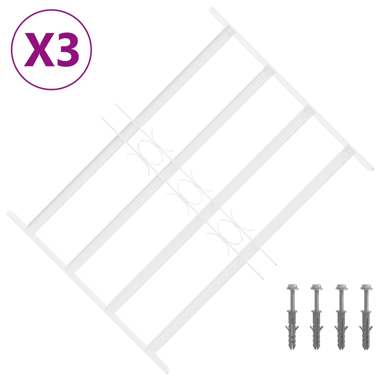 Reja de Seguridad para Ventanas con 4 Barras Transversales