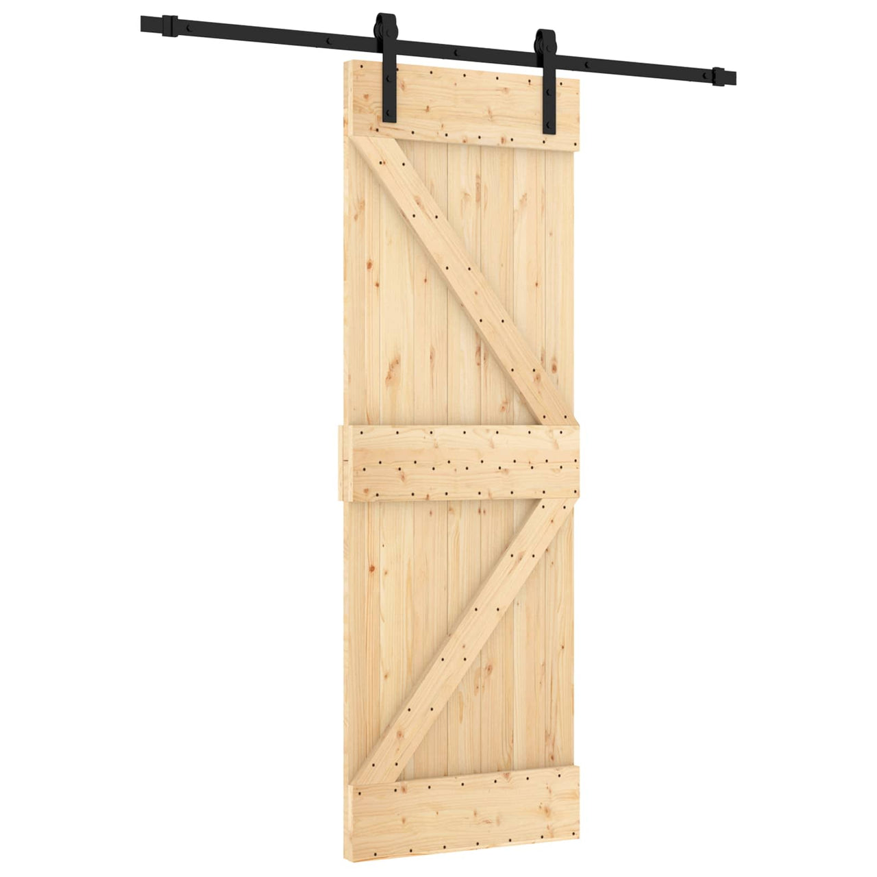 Porte coulissante naturelle et noire 70 x 210 cm 