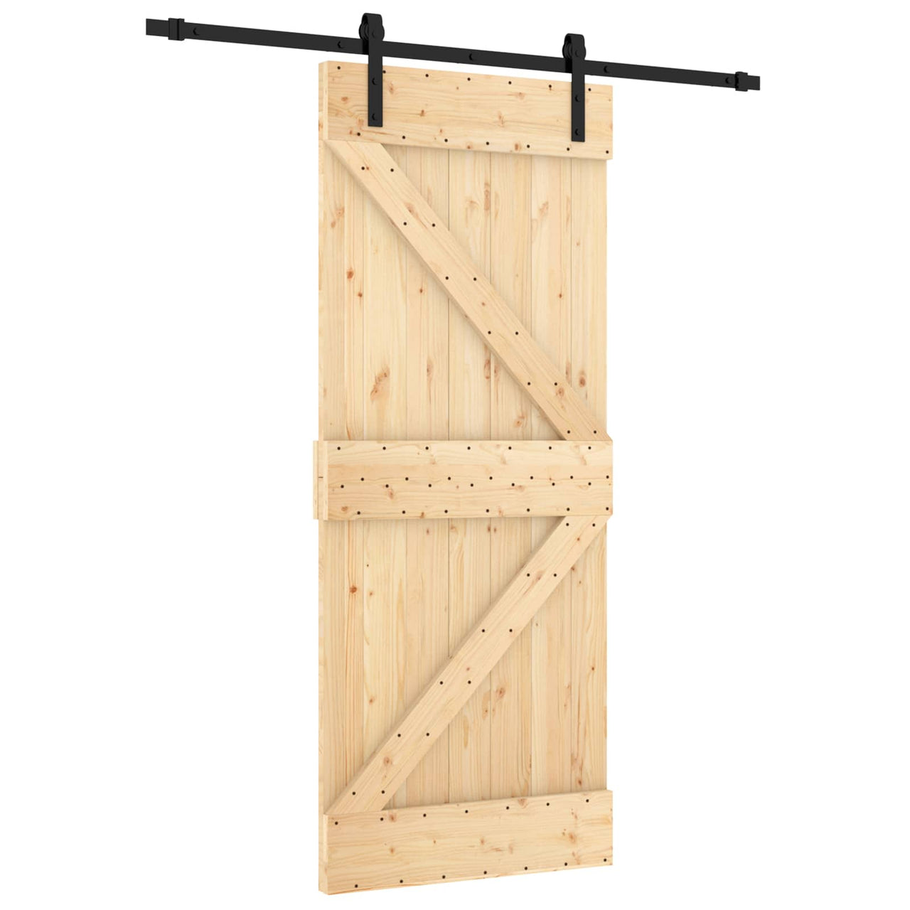 Porte coulissante naturelle et noire 85 x 210 cm 