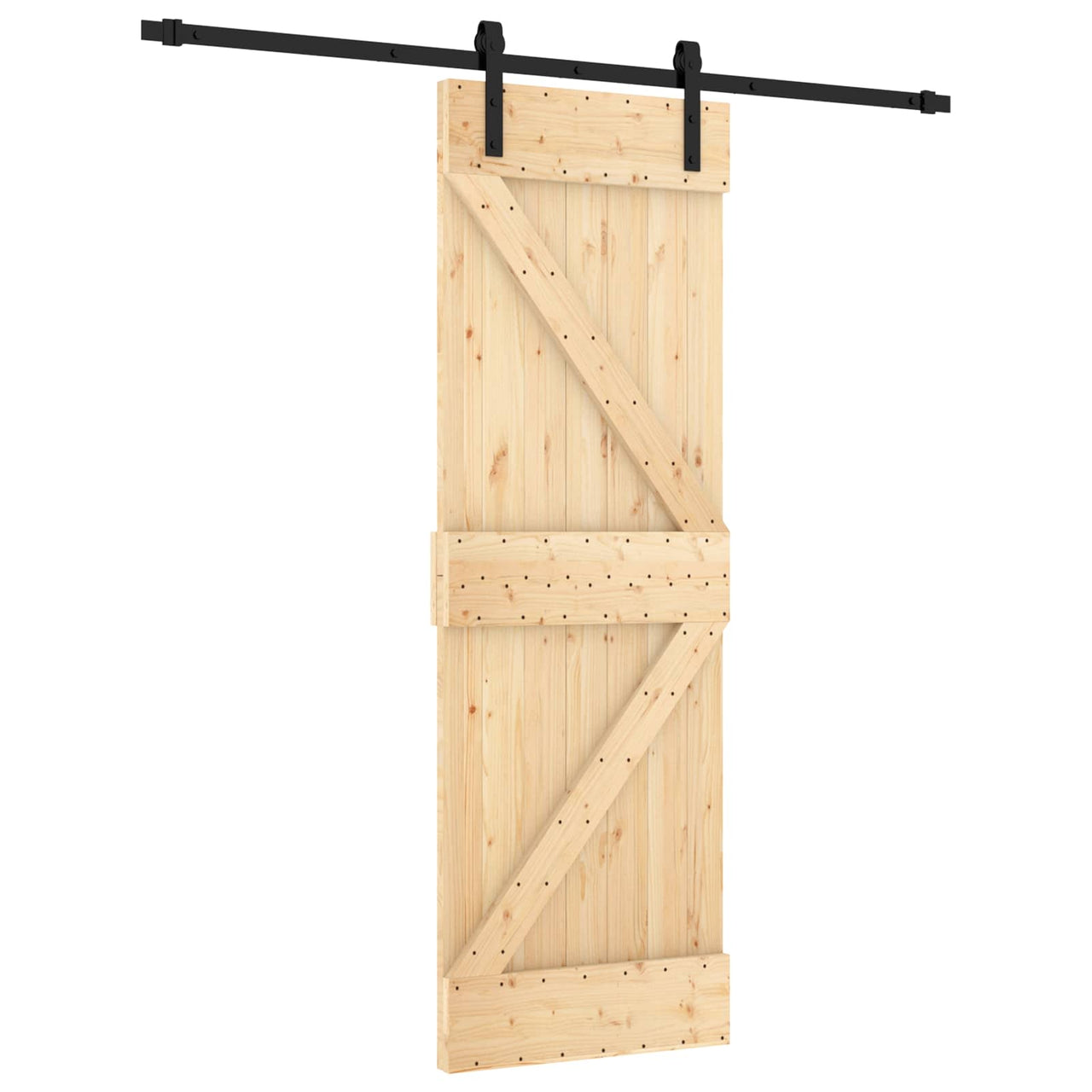 Porte coulissante naturel et noir 70 x 210 cm 