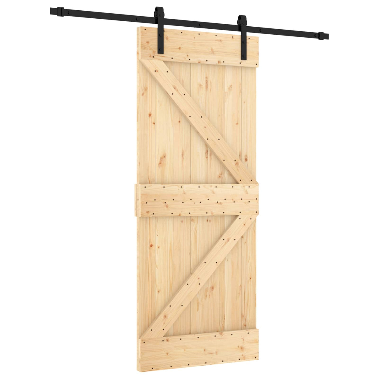 Porte coulissante naturel et noir 85 x 210 cm 