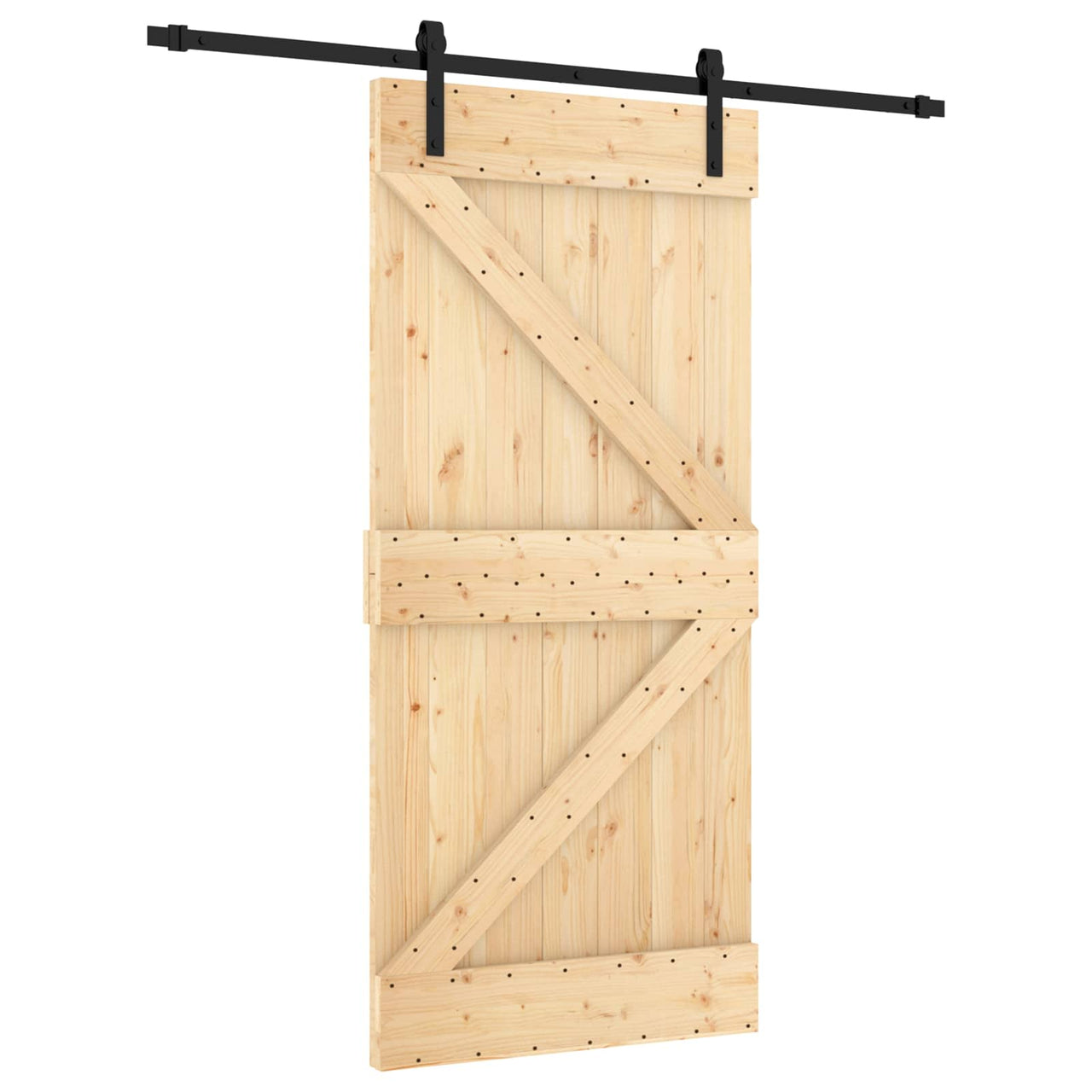 Porte coulissante naturel et noir 95 x 210 cm 
