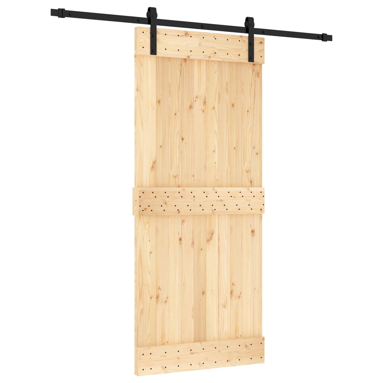 Porte coulissante naturelle et noire 90 x 210 cm 