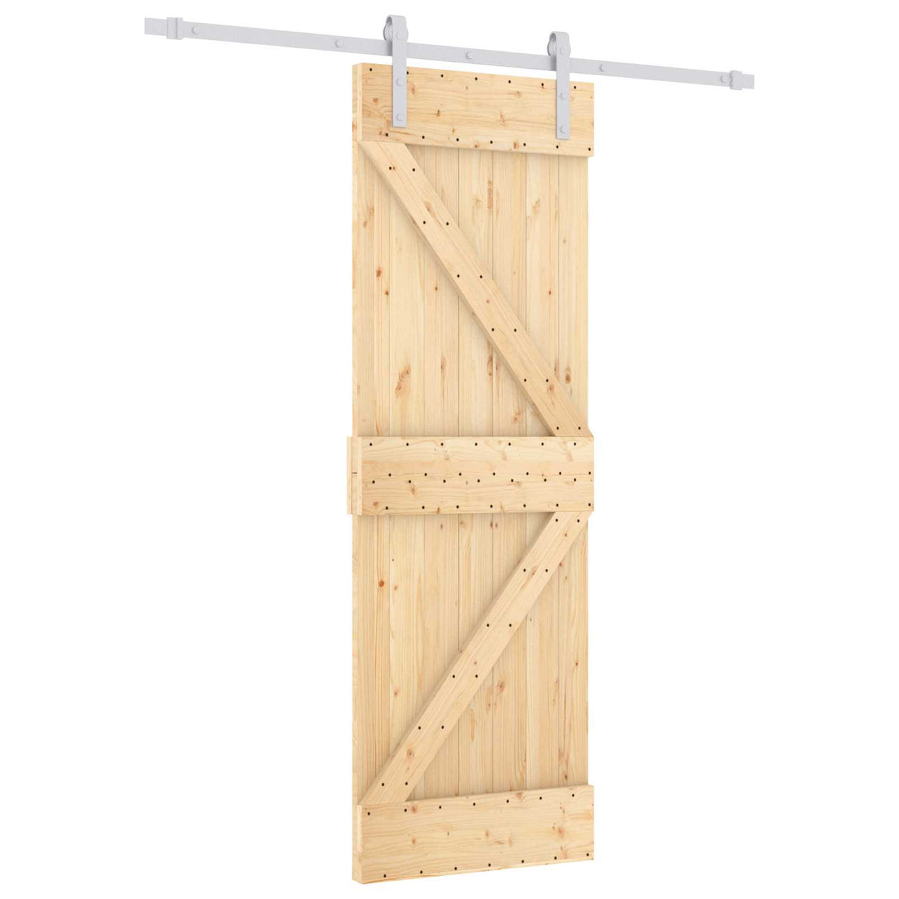 Porte coulissante naturelle et blanche 70 x 210 cm 