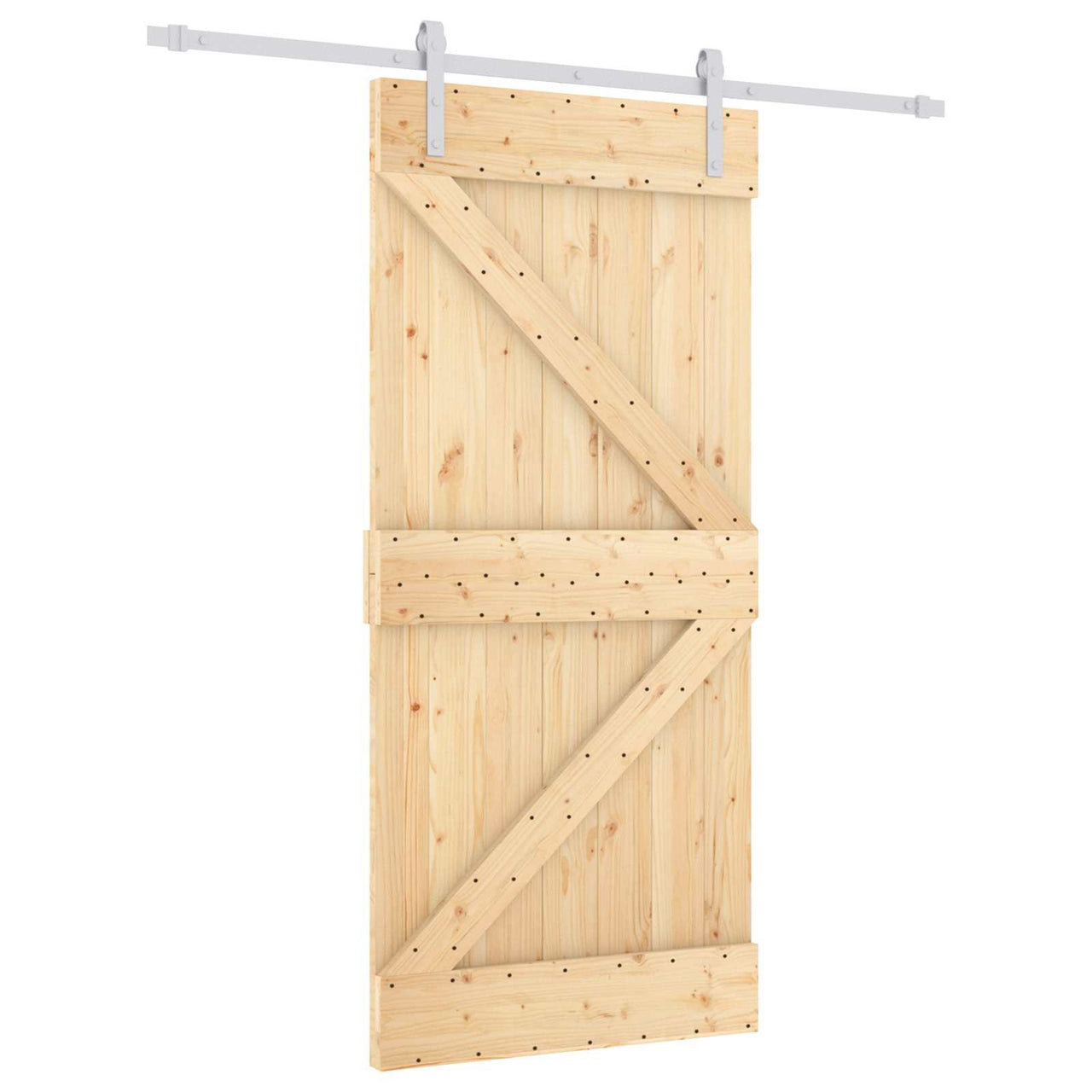 Porte coulissante naturelle et blanche 95 x 210 cm 