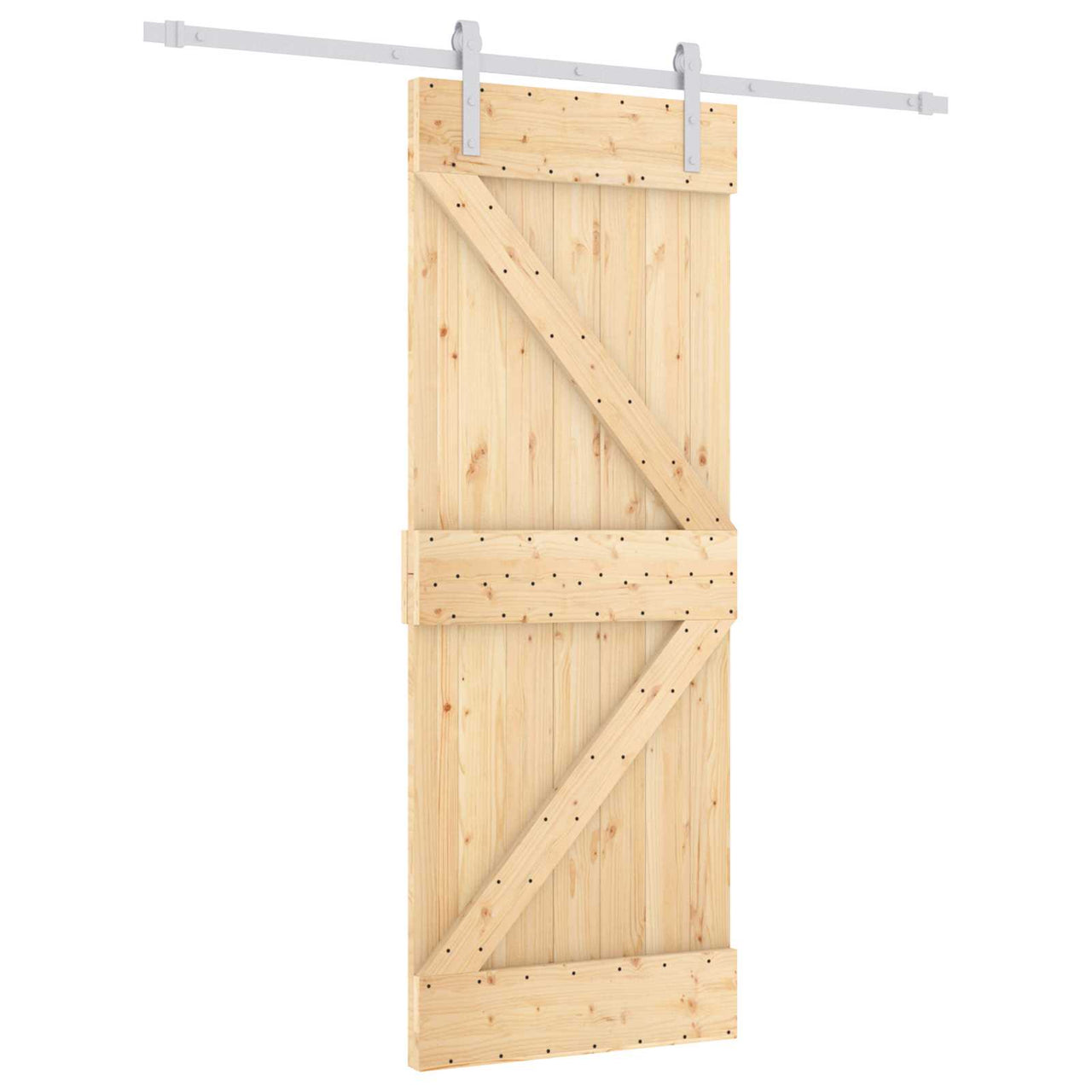 Porte coulissante naturelle et blanche 80 x 210 cm 